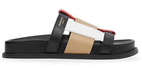 burberry colorblock leather slides|Burberry colour.